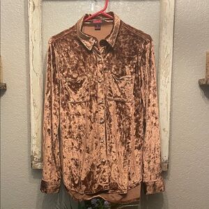 Rock n Roll Denim Copper Crushed Velvet Button-Up Shirt